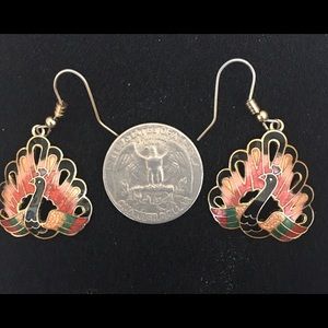 Vintage Peacock Cloisonne Dangling earrings